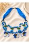 Authentic Rose Patterned Needlework Necklace with Natural Stone and Cherry Detail - 3