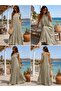 Women's One-Shoulder Tie-Up Ruffle Detailed Relaxed Fit Green Dress - 2