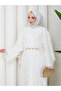 Flower-Patterned Lace Dress with Double Layered Veil and Gold Chain Belt.. 2 Pieces of Lace Poncho - 9