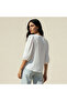 Linen Blend Shirt with Balloon Sleeves - 4