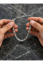 Men's Silver Color King Chain Model Bracelet Stylish Design Metal Look Accessory - 2