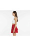 Women's Red Floral Patterned Skirt Look Flight Flight Mini Summer Shorts - 3