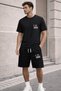 Unisex Oversize Printed Shorts Set – Crew Neck Short Sleeve T-Shirt and Elastic Waist Shorts 2-Piece Casual Sports Combo (I'M Ok Printed)