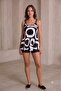 New Season Women's Strappy Round Neck Patterned Diver Blouse and Leggings Two-Piece Set - 7