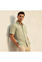 Men Regular Fit Collared Crinkle Textured Short Sleeves Shirt