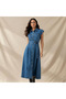 Shirt Midi Cotton Denim Dress with Belt - 2