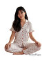 Women's Shirt Collar Buttoned Wrinkled Pajama Set with Ruffles