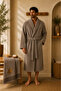 Sternen Embroidered 100% Cotton Soft 2-Piece Bathrobe - Hair Towel Set /Dowry Set /Hammam Set