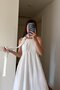 White Drawstring Collar Scarf Long Dress - 3428