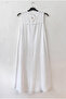 White Pool Collar Sleeveless Buttoned Pocketed Tacky Stitched Casual Muslin Long Woven Dress 120 55 - 8