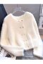 Women's Heart Buttoned Soft Look Knitwear Plush Basic Cardigan - 3