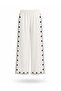 Ecru Pants with Floral Embroidery on the Sides 02029