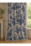 French Country Patterned Dark Blue Background Curtain with Cornice and 3-Edge Tassels Vintage Country Curtain (Width X Length)-With Laces as a Gift