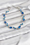 Brass Silver Color Blue Zircon Stone Flower Model Women's Bracelet - 2
