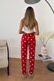 Women's Elastic Waist Heart Patterned Pajama Bottoms Red - 26Y 4522 - 5