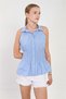 Women's Elastic Waist Sleeveless Shirt - Baby Blue