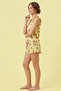 Watermelon Patterned Green Strap Shorts Pajama Set with Ruffle Detail on Straps and Leg Ends - 2