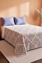 Blue Tile Patterned Double Printed Pique & Bedspread 200X230 cm - 4