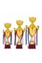 3-Piece Gold Trophy Cup Set with Medal Holder & Ribbons – 33 cm, 39 cm & 43 cm – Championship Award Trophies for Sports, Schools & Corporate Events