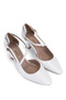 Women's Genuine Leather White Heeled Shoes - 2