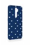 Oppo A5 2020 Compatible Mini White Heart Navy Blue Patterned Silicone Case - 3