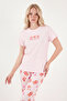 Patterned Cotton Crew Neck Capri Pajama Set Pajama Set 65790787 - 4