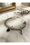 Multi-Design Leaf and Figure Detailed Steel Chain Bracelet