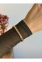 Electroplating Anti-Tarnish Steel Handcuff Bracelet with Reflective Stones - 2