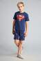 Superman Licensed Regular Fit Elastic Waist Shorts 2-Piece Navy Blue Pajama Set for Boys H8145A826Hs - 2