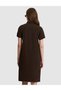 Brown Polo Collar A-Line Knitted Dress 50326877-Vr029 - 5