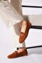 Drenste Arma Buckle Genuine Leather Women's Ballerinas Brown Suede - 3