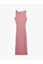 Bürümcük Fabric Textured Crew Neck Slit Sleeveless Midi Bodycon Dress - 2