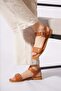 Resare Single Strap Buckle Genuine Leather Women's Sandals Tan Skin - 3