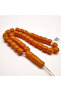 Afghan Musk Rosary 33 Beads 10x12mm Vibrant Orange Barrel Prayer Beads 50g Natural Cord Tassel