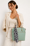 Mint Green Women's Shoulder and Hand Bag with Stylish Scarf Detail and Adjustable Strap for Daily Use - 2