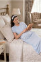 Blue Lace Detailed Maternity Nightgown Set - Maternity Pajama Set - 4