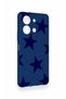 Vivo Y36 Compatible Navy Blue Star Patterned Silicone Case - 2