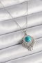 316L Steel Silver Color Chain Blue Beaded Zircon Stone Women's Necklace