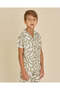 Boys White Printed Shirt With Shorts Set - 2