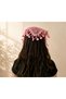 Hand Knitted Mesh Sequin Bandana Crochet Bead Detailed Hair Accessory Beach Compatible Pink Color Summer Fashion - 7
