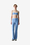 Women Light Cover Contrast Binding Sports Blue Top - 2