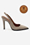 Genuine Leather Beige Suede Pointed Toe Flat Sole Stiletto High Heel Shoes Vardola - 4