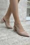 Vafara Beige Matte Leather Women's Heeled Shoes - 2
