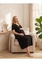 New Season Black Summer Nightgown with Easy Breastfeeding Feature, Short Sleeves, 100% Cotton Maternity Nightgown - 3