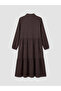 Lcw Everyday Brown Textured Layered Shirt Dress - 7