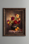 Red and Yellow Flowers Still Life – Vintage Patterned Painting – Thick Model