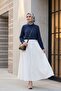 Oversized Linen Shirt with Pockets on the Back - Dark Blue