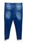 Plus Size Zippered Denim Women's Trousers - 2