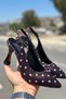 Milano Women's Coffee Polka Dot Pointed Toe Slingback Stylish High Heels - 6