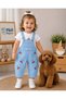 Cherry Embroidered Pocket Detailed Summer 2-Piece Denim Salopet
